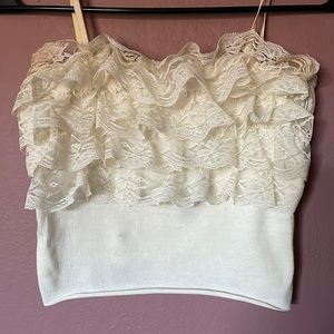 Lacy frilly cropped tank top